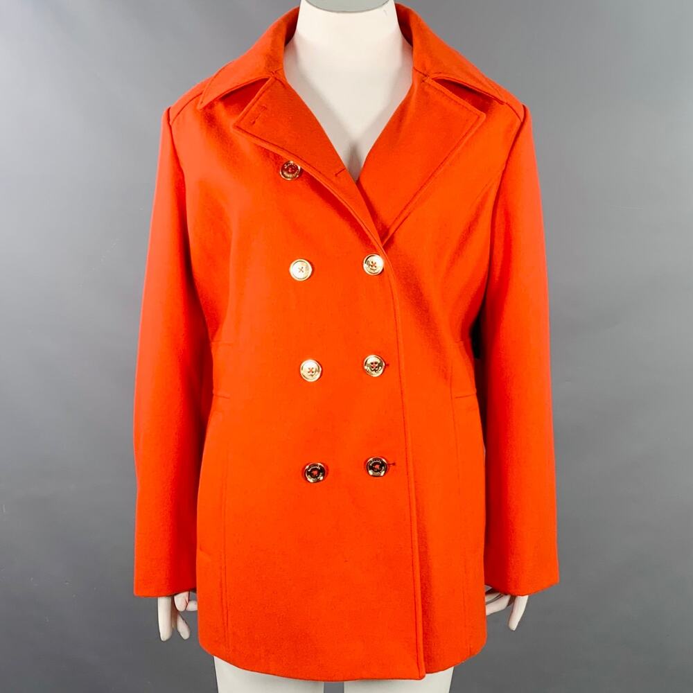 MICHAEL by MICHAEL KORS Size 2X Orange Wool Blend Double Breasted Coat